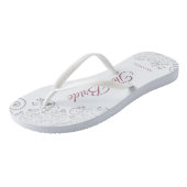 Silver Lace & Dusty Roos Script The Bride Wedding Teenslippers (Schuin)