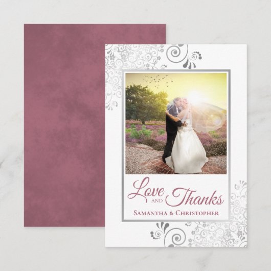 Silver Lace Dusty Roos White Love & Bedankt Weddin (Voorkant / Achterkant)