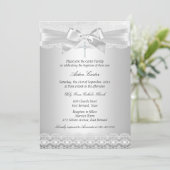 Silver Lace en Cross Baptism Invite Kaart (Staand voorkant)