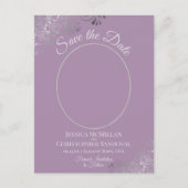 Silver Lace Lavender Wedding Save the Date Photo Aankondigingskaart (Voorkant)