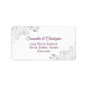 Silver Lace Magenta Paars & White Wedding Address Etiket (Voorkant)