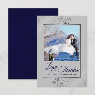Silver Lace Navy Blue & Grey Love & Bedankt Weddin