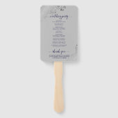 Silver Lace Navy Blue op Gray Chic Wedding Program Handwaaier (Achterkant)