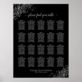 Silver Lace op Black 20 Table Seating Chart Poster (Voorkant)