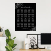 Silver Lace op Black 20 Table Seating Chart Poster (Thuiskantoor)
