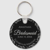 Silver Lace over Black Bridesmaid Wedding Sleutelhanger (Voorkant)