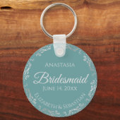 Silver Lace over het Blauwgroen bruidbruidshuwelij Sleutelhanger (Voorkant)