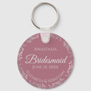 Silver Lace over het mosterd Roos Roze bruidsmeisj Sleutelhanger