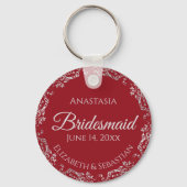 Silver Lace over het Romantic Red Bridesmaid Wedde Sleutelhanger (Voorkant)