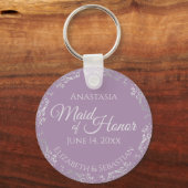 Silver Lace over Lavender Maid of Honor Wedding Sleutelhanger (Voorkant)