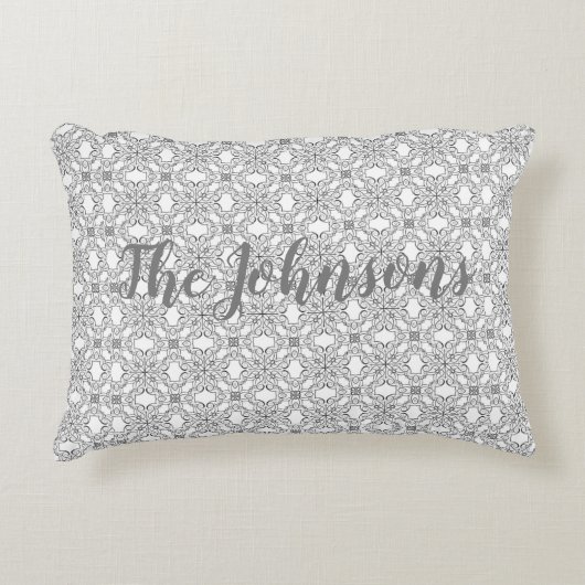 Silver Lace Pattern Accent Kussen (Voorkant)