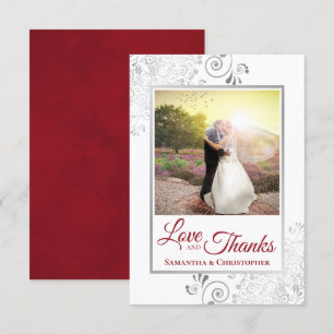 Silver Lace Red & White Love & Bedankt Wedding