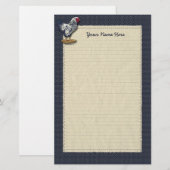 Silver Laced Wyandotte Rooster Denim Briefpapier (Voorkant / Achterkant)