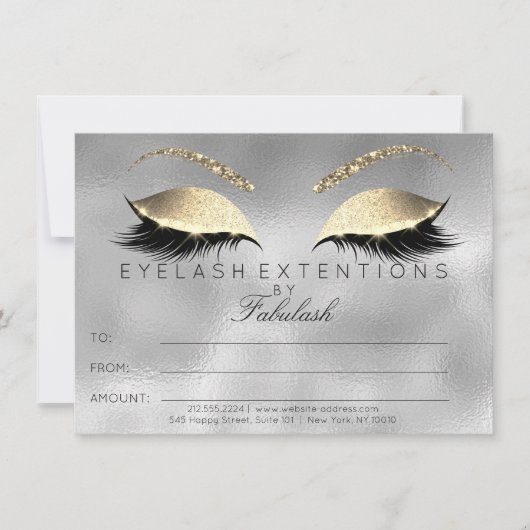 Silver Lashes Extension Makeup Certificate Cadeaus (Voorkant)