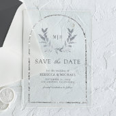 Silver Laurel Krans Leaves Wedding Save the Date Acryl Uitnodigingen