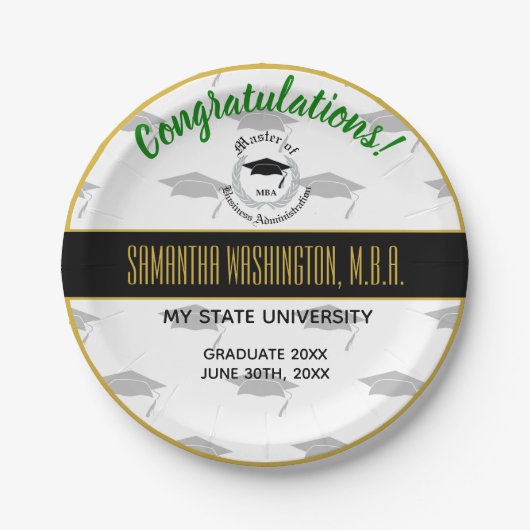Silver Laurel Masters Degree MBA Graduation Party Papieren Bordje (Voorkant)
