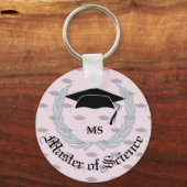Silver Laurel Wreath Master Science Afstuderen Sleutelhanger (Voorkant)