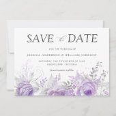 Silver & Lavender Enchanted Floral Wedding Save The Date (Voorkant)