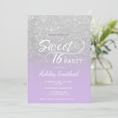 Silver lavender glitter ombre paars Sweet 16 Kaart (Staand voorkant)