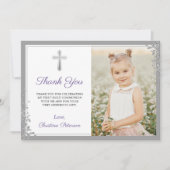 Silver Lavender Paarse Communie Hartelijk dank Bedankkaart (Voorkant)