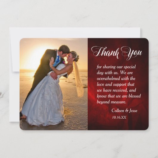 Silver Leaf Deep Red Photo Weddenschap Hartelijk d Bedankkaart (Voorkant)