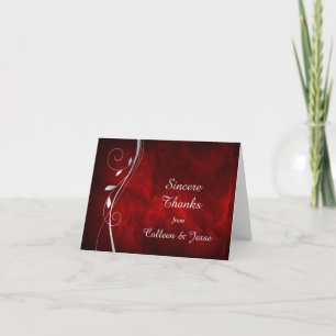 Silver Leaf Deep Red Weddenschap Hartelijk dank Bedankkaart