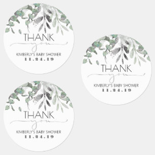 Silver Leaf Greenery Baby shower Waterdicht Labels