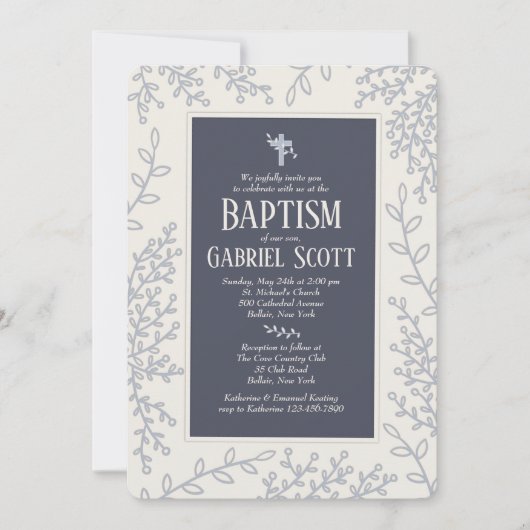 Silver Leaf Invitation Kaart (Voorkant)