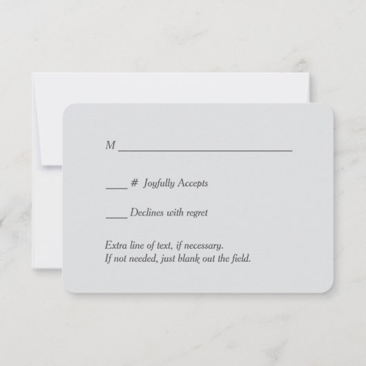 Silver Leaf Swirl Bright Blue Wedding RSVP Kaart (Achterkant)