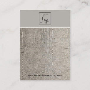 SILVER LEATHER TEXTURE KETTING EARRING DISPLAY VISITEKAARTJE