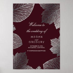 Silver Leaves Fall Weddenschap Welkomstgebarentaal Poster