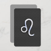 Silver Leo Zodiab-symbool op koolstofvezel afdrukk (Voorkant / Achterkant)