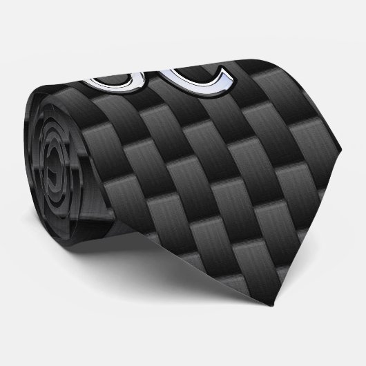 Silver Leo Zodiac Symbol Charcoal Carbon Fiber Stropdas (Opgerold)