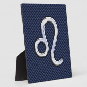 Silver Leo Zodiac Symbol Navy Carbon Fiber Print Fotoplaat (Zijkant)