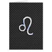 Silver Leo Zodiac-symbool op koolstofvezel afdrukk (Voorkant)