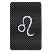 Silver Leo Zodiac-symbool op koolstofvezel afdrukk Magneet (Verticaal)