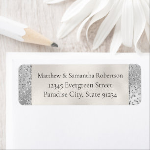 Silver Leopard Print Luxe Glitter Etiket