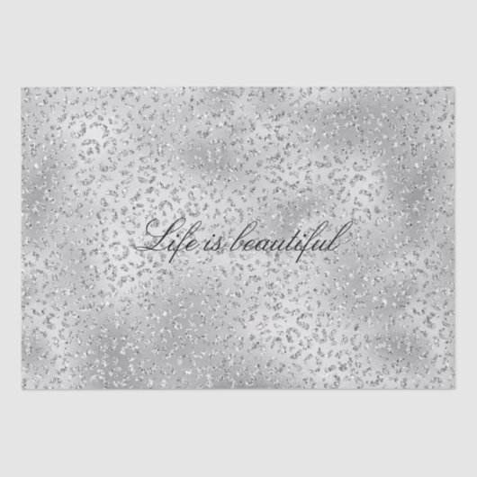 Silver Leopard Print Luxe Glitter Tissuepapier (Voorkant)