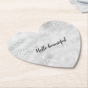 Silver Leopard Print op maat gemaakt Kartonnen Onderzetters