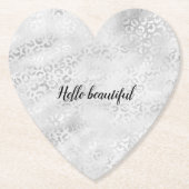 Silver Leopard Print op maat gemaakt Kartonnen Onderzetters (Voorkant)