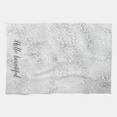 Silver Leopard Print op maat gemaakt Theedoek (Horizontaal)