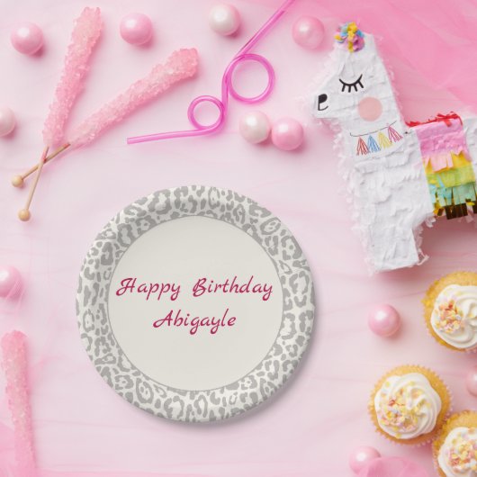 Silver Leopard Print op White Paper Bord (Feest)