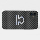 Silver Libra Zodiabol op Carbon Fibre Print Case-Mate iPhone Case (Achterkant (horizontaal))