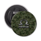 Silver Libra Zodiac Green Digital Camo Button Flesopener (Voorkant)