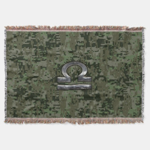 Silver Libra Zodiac Green Digital Camo Deken