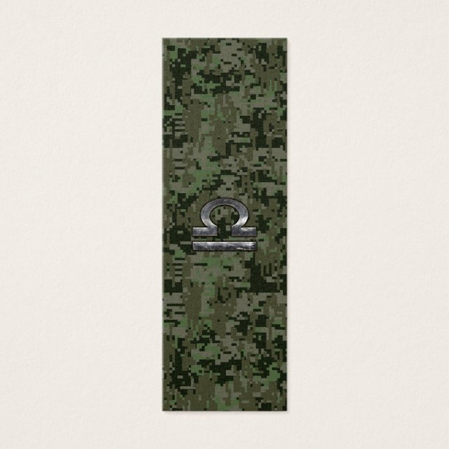 Silver Libra Zodiac Green Digital Camo Mini Visitekaartjes (Voorkant)