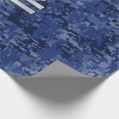 Silver Libra Zodiac Sign on blue digital camo Cadeaupapier (Hoek)