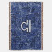 Silver Libra Zodiac Sign on blue digital camo Deken (Voorkant Verticaal)