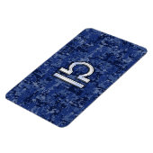 Silver Libra Zodiac Sign on blue digital camo Magneet (Linkerzijde)