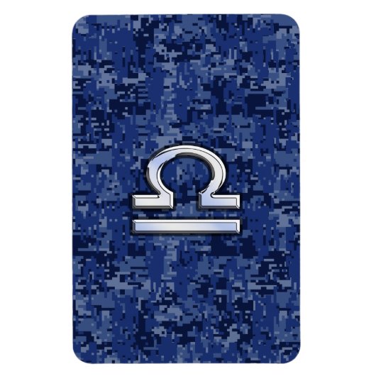 Silver Libra Zodiac Sign on blue digital camo Magneet (Verticaal)